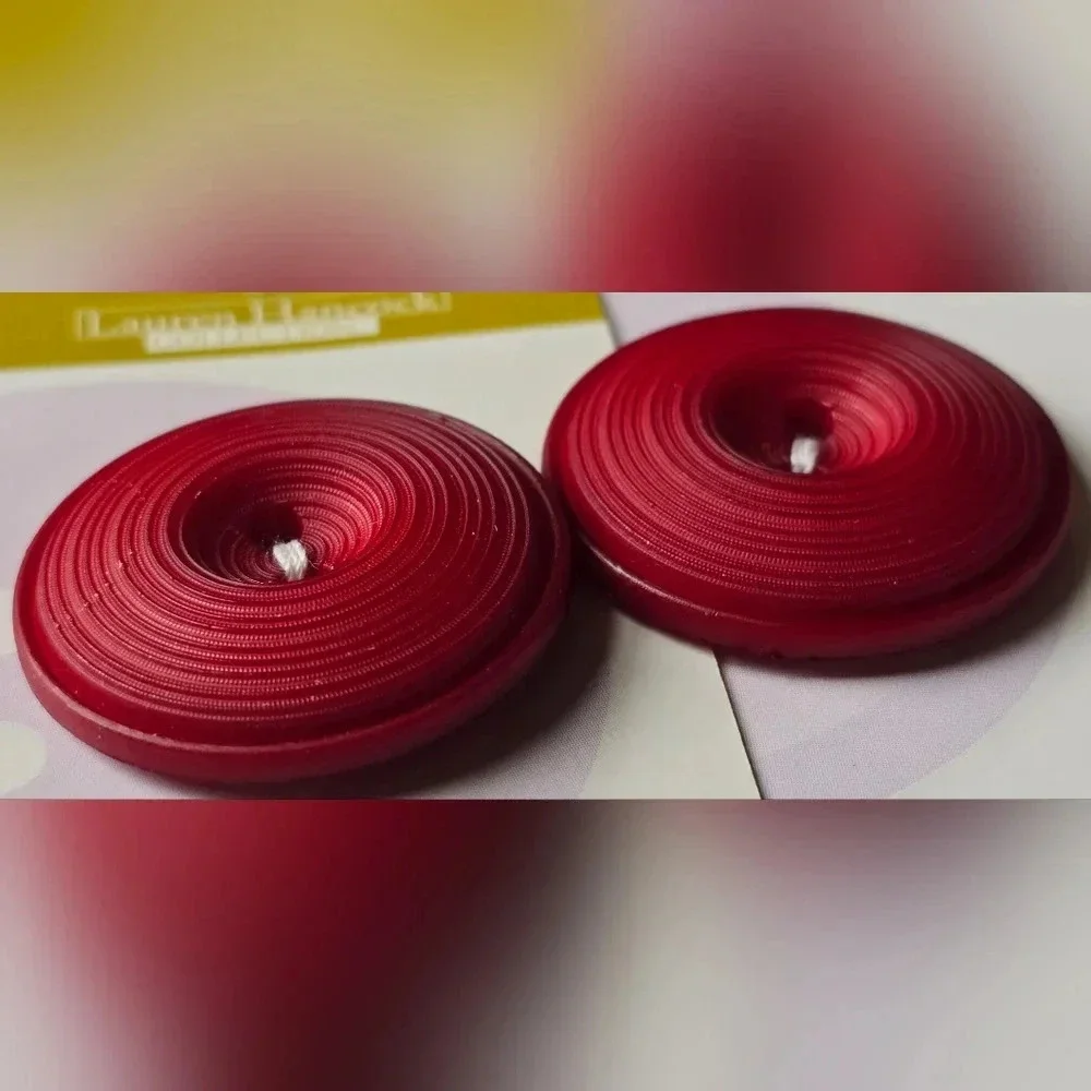 2 Red Lauren Hancock Collection Buttons by Dritz Italy